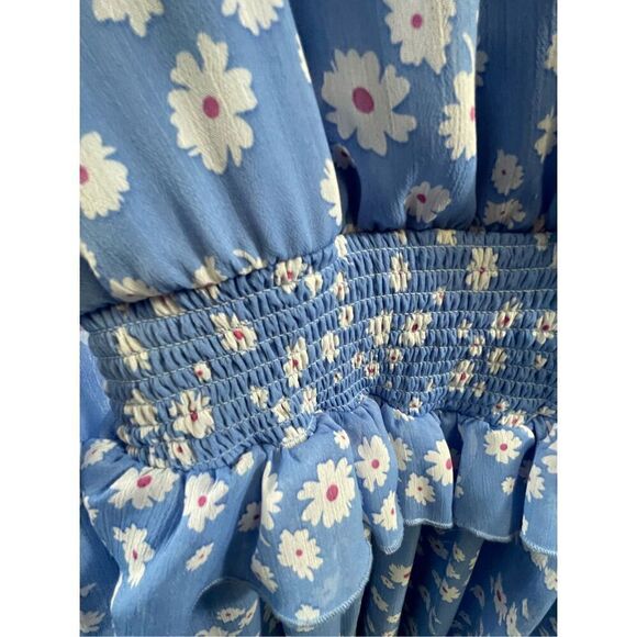 ASOS Floral Faux Wrap Front Shirred Mini Dress Size 8 - Picture 4 of 9